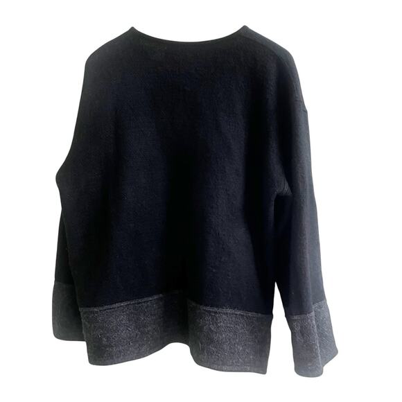 Peruvian Connection Men’s 100% Alpaca Sweater Size Medium Colorblock Black Gray - Picture 2 of 7